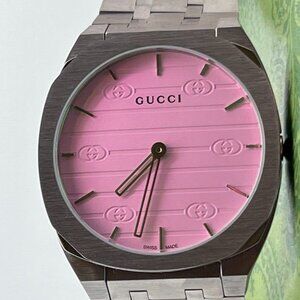 Gucci, NEW, Swiss Quartz Pink Dial 38mm Unisex Watch, Sapphire Crystal, YA163410